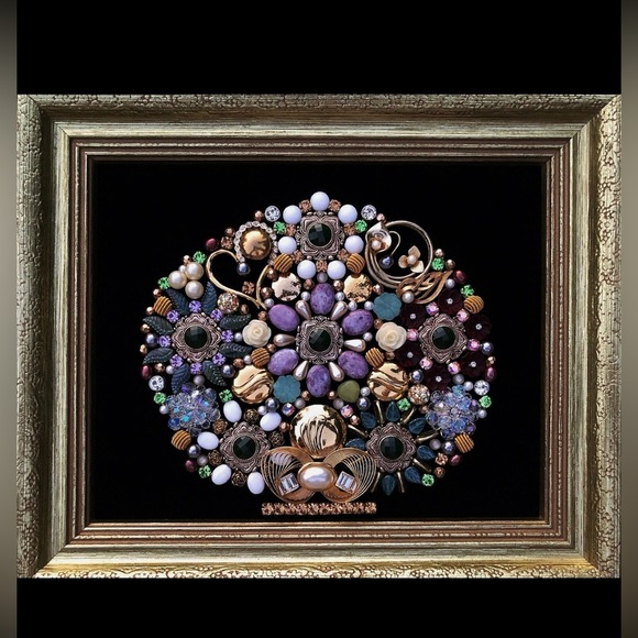 framed jewelry art bouquet of flowers - Picture 1 of 10